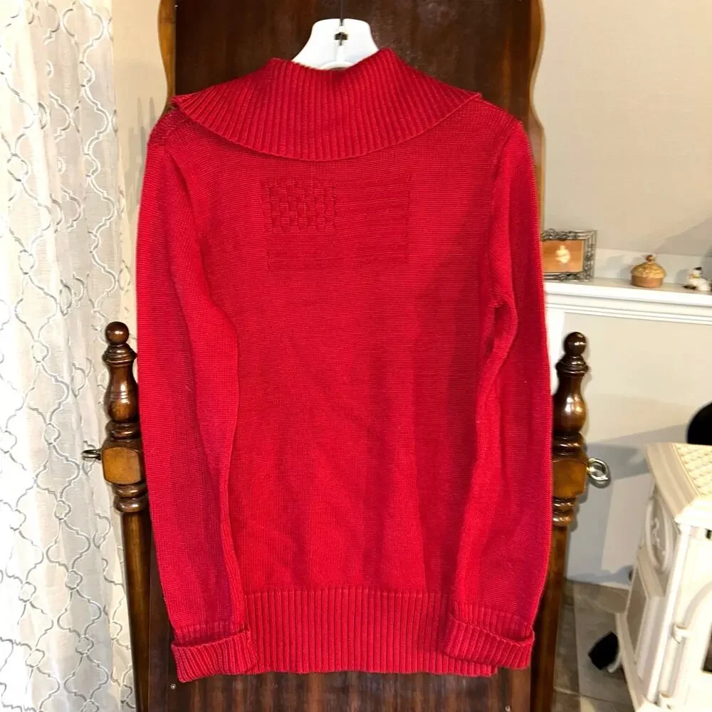 Vintage POLO RALPH LAUREN 1/4 Quarter Zip Knit Pullover Sweater flag large
